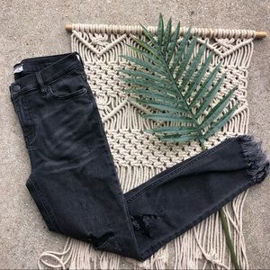 Free People Distressed Washed Black Frayed Jeans Size 26